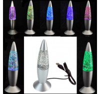 USB Multi-Color Changing Rocket Lava Lamp LED Glitter Light Decoration