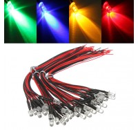 10pcs LED Lamp Light Bulb 20cm Pre Wired 5mm 12V DC Colorful Light